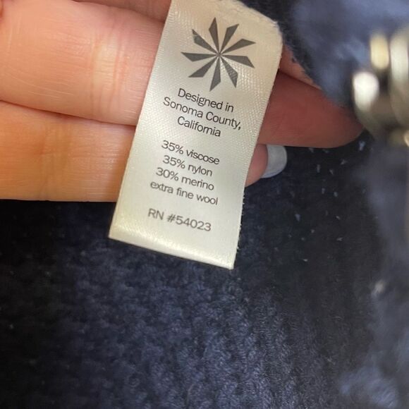 ATHLETA Borealis Cowl Neck Chunky Wool Sweater Navy XXS - Picture 5 of 8